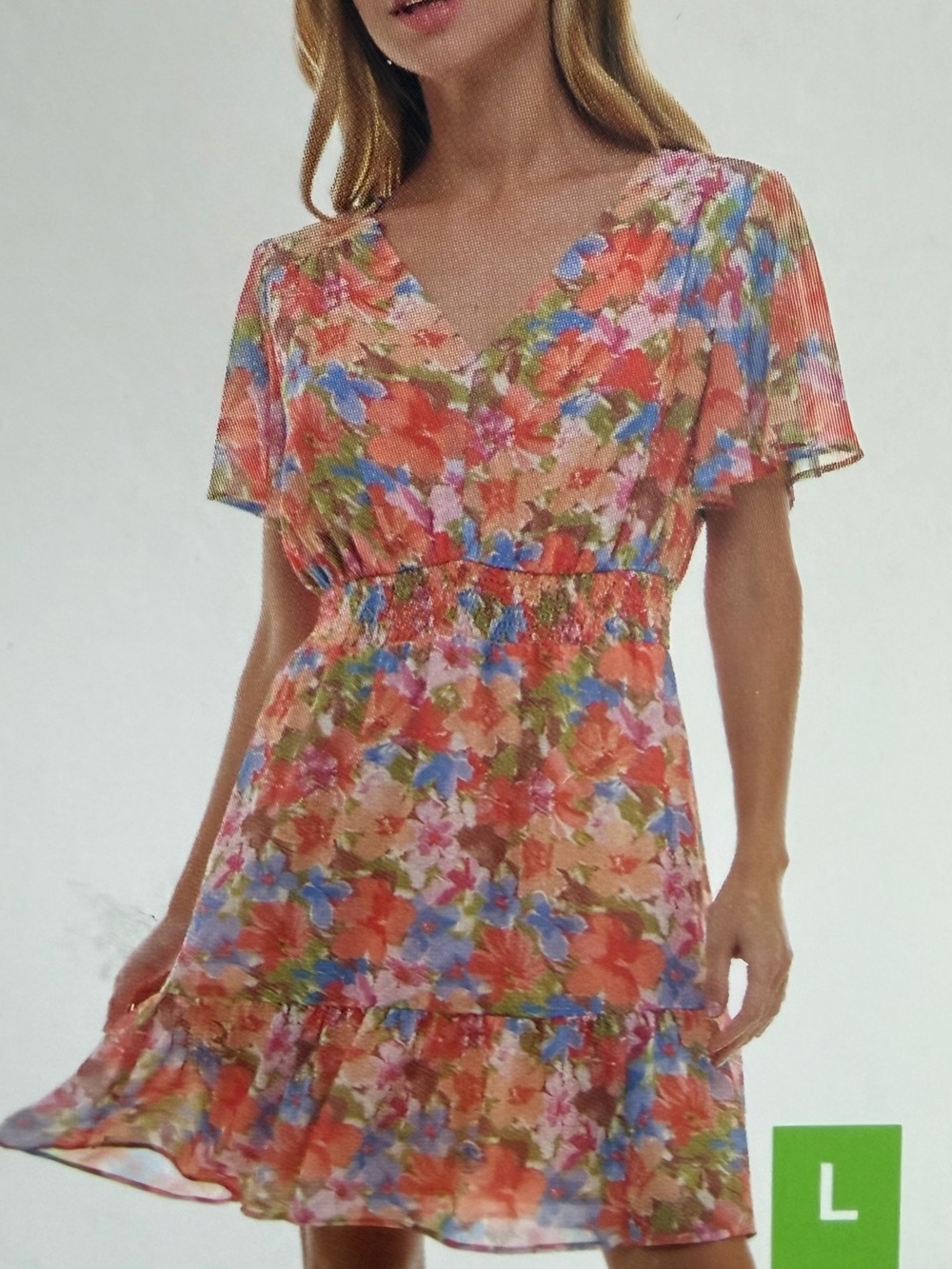 Summer Floral V-Neck Mini Dress in Multicolor
